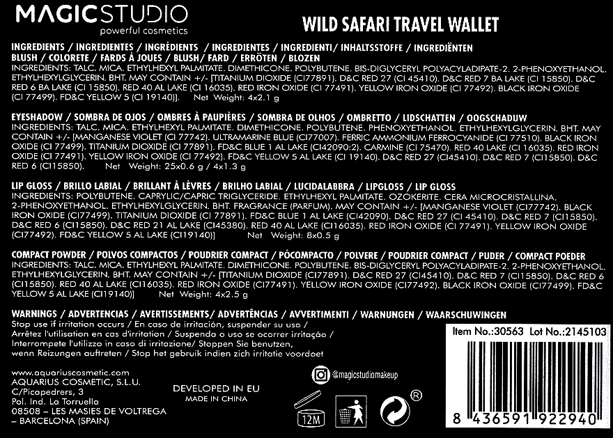 Палетка для макияжа, фиолетовый чехол - Magic Studio Wild Safari Makeup Set Travel Wallet — фото N3