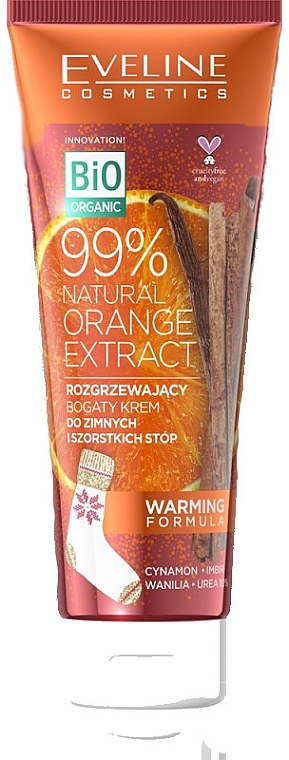 Зігрівальний крем для ніг - Eveline Bio Organic 99% Natural Orange Extract Warming Cream — фото N1