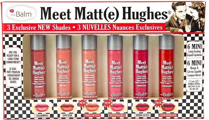 Мінінабір матових помад для губ - theBalm Meet Matt(e) Hughes Mini Kit 14 (lipstick/6x1.2ml)
