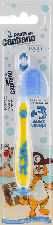 Дитяча зубна щітка 3+, м'яка, жовта - Pasta del Capitano — фото N1