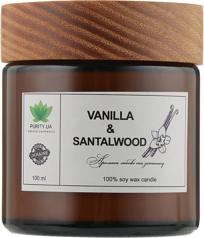 Аромасвічка "Vanilla&Santalwood", у банці - Purity Candle — фото N1