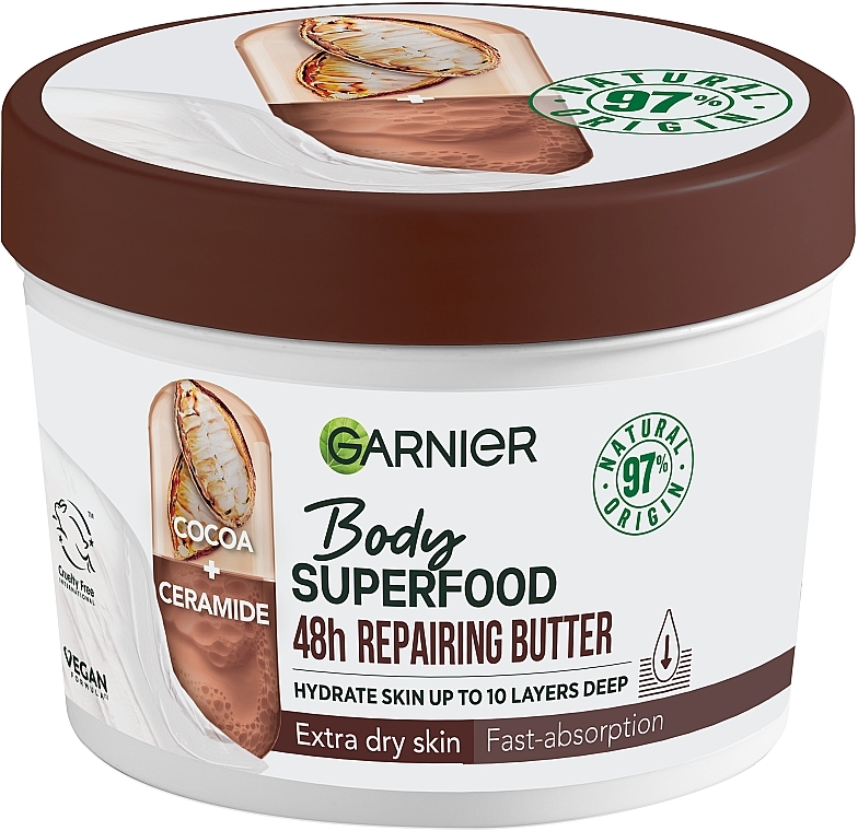 Восстанавливающий крем-баттер для сухой кожи тела - Garnier Body SuperFood Cocoa & Ceramide Repairing Butter