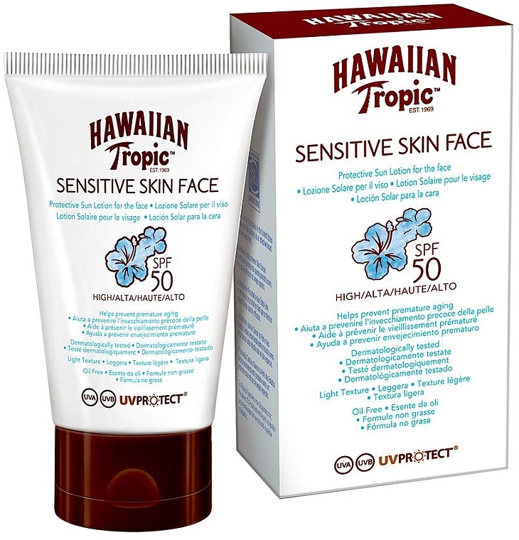 Солнцезащитный лосьон для чувствительной кожи лица - Hawaiian Tropic Sensitive Skin Face Lotion SPF50