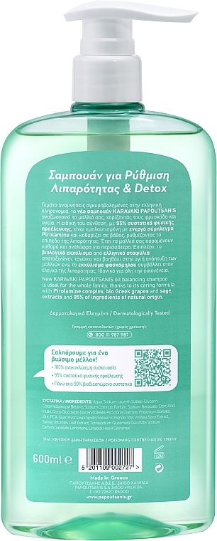 Шампунь для жирных волос - Papoutsanis Karavaki Oil Balance & Detox Shampoo — фото N2