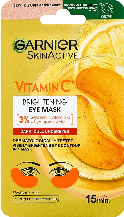 Осветляющие патчи для глаз - Garnier SkinActive Vitamin C Brightening Eye Mask — фото N1