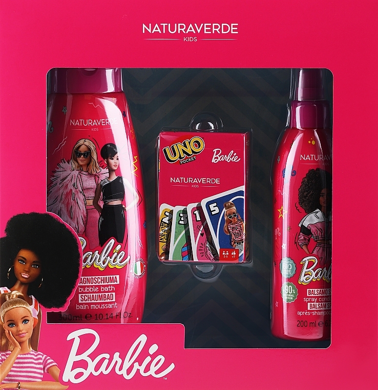 Набір - Naturaverde Kids Barbie (bubble/bath/300ml + spray/200ml + cards/1pc) — фото N1