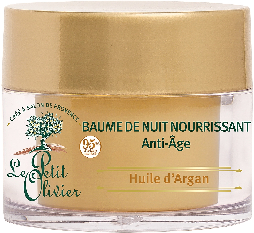 Антивіковий нічний бальзам для обличчя з аргановою олією - Le Petit Olivier Night Balm Anti-aging Argan Oil — фото N1