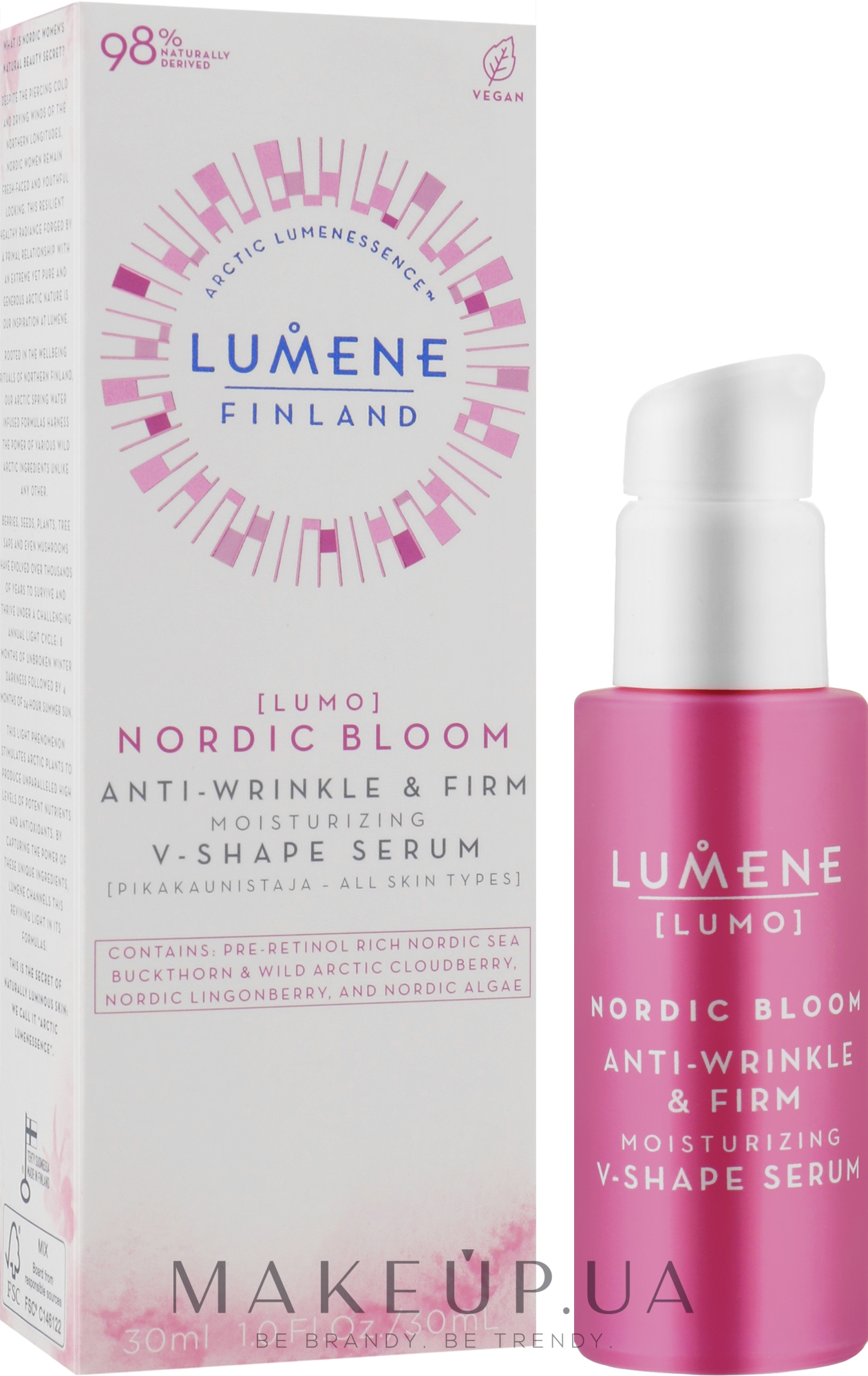 Укрепляющая и подтягивающая сыворотка для лица - Lumene Lumo Nordic Bloom Anti-wrinkle & Firm Moisturizing V-Shape Serum — фото 30ml