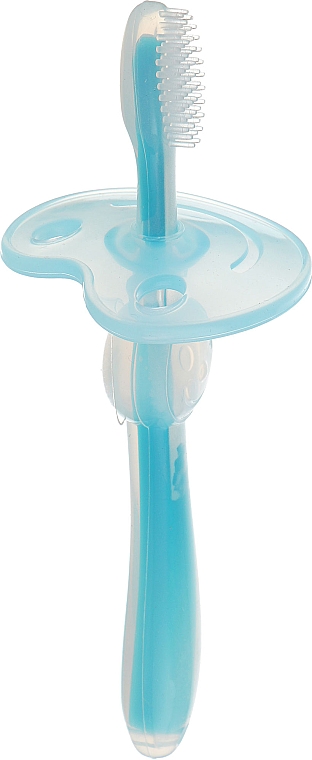 Зубная щетка для детей от 0 до 3 лет, силиконовая, голубая - Happy Dent Baby — фото N2