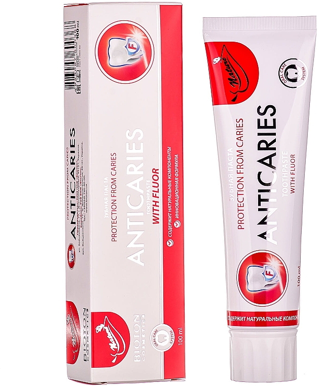 Зубна паста "Антикарієс" - Bioton Cosmetics Anticarres Toothpaste With Fluor — фото N1