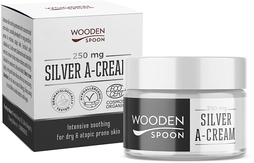 Інтенсивний заспокійливий крем з мікросріблом - Wooden Spoon Organic Silver A-Cream — фото N1