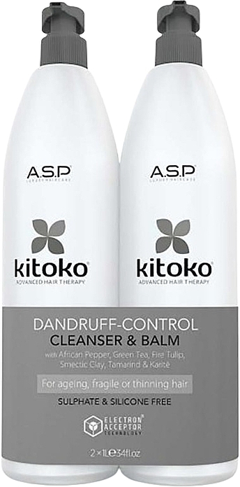 Набір - ASP Salon Professional Kitoko Dandruff Control Balm & Cleanser (shm/1000ml + balm/1000ml) — фото N1
