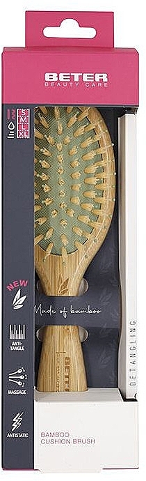 Расческа для волос бамбуковая, маленькая - Beter Bamboo Small Cushion Brush — фото N2