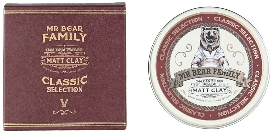 Матовая глина для укладки волос - Mr. Bear Family Golden Ember Matt Clay — фото N1