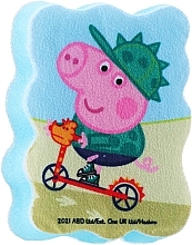 Парфумерія, косметика Мочалка банна дитяча "Свинка Пеппа", Джордж на велосипеді, блакитна - Suavipiel Peppa Pig Bath Sponge