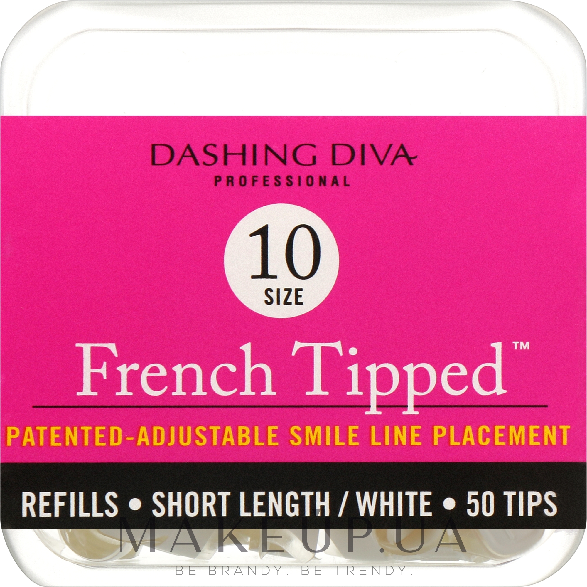 Типсы короткие "Френч" - Dashing Diva French Tipped Short White 50 Tips (Size -10) — фото 50шт