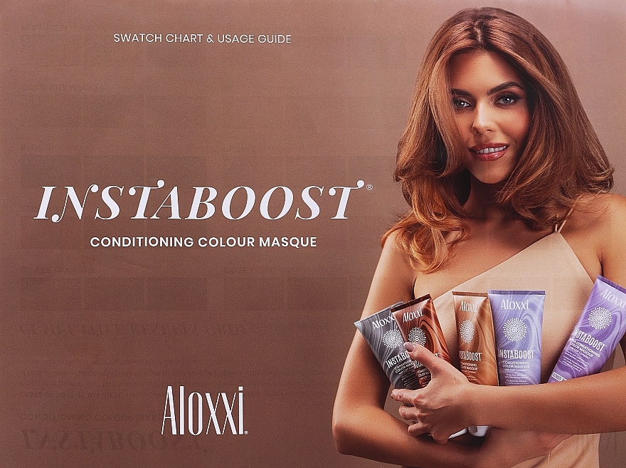 Палитра цветов кондиционирующих цветных масок для волос - Aloxxi Swatch Chart & Usage Guide INSTABOOST Conditioning Colour Masque  — фото N1