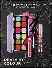Набір - Makeup Revolution Death By Colour Set (mascara/12ml + eye/shadow/18x1.1g + lipstick/2.2g + eye/liner/1ml) — фото N1