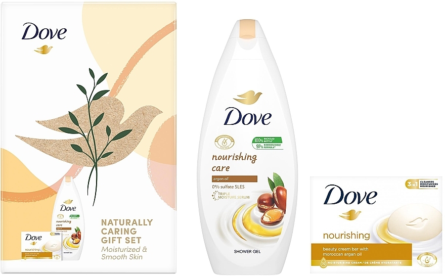 Набір - Dove Naturally Care Gift Set (sh/gel/250ml + soap/90g) — фото N1