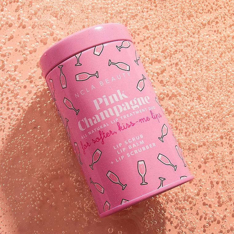 Набор "Розовое шампанское" - NCLA Beauty Pink Champagne (l/balm/10ml + l/scrub/15ml + scrubber) — фото N2