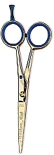Перукарські прямі ножиці, золоті з блакитним, 5.5 дюймів - Kiepe Professional Golden Cut — фото N1