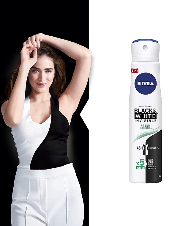 Дезодорант спрей антиперспирант "Невидимая защита для черного и белого" - NIVEA Black & White Invisible Fresh Anti-Perspirant — фото N5