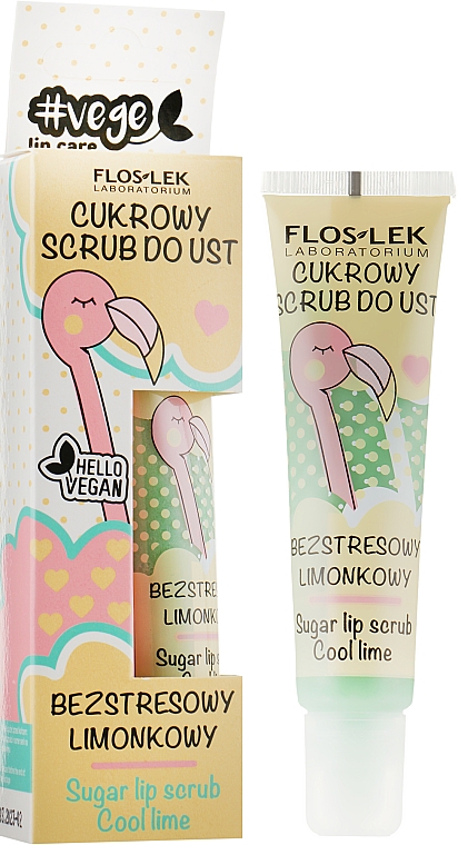 Сахарный скраб для губ "Антистрессовый лайм" - Floslek #Vege Lip Care Sugar Lip Scrub Cool Lime
