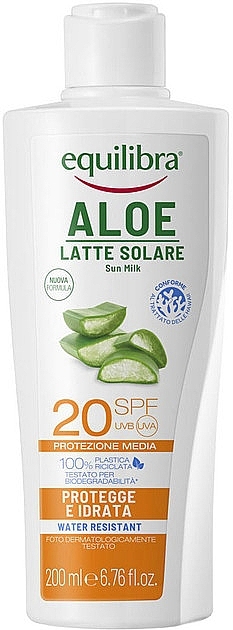 Сонцезахисне молочко для тіла - Equilibra Aloe Sun Milk SPF20 — фото N1