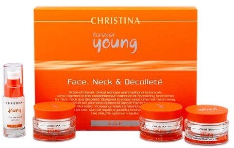 Набор для лица, шеи и декольте - Christina Forever Young Face, Neck & Decollete Kit (ser/30ml + cr/50ml + cr/50ml + msk/50ml)