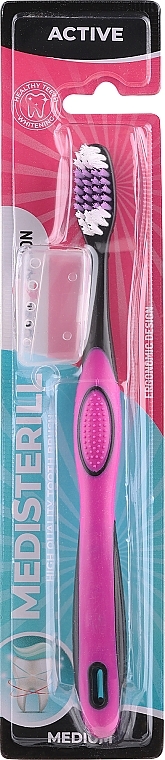 Зубная щетка, средней жесткости, розовая - Medisterill Active Medium — фото N1