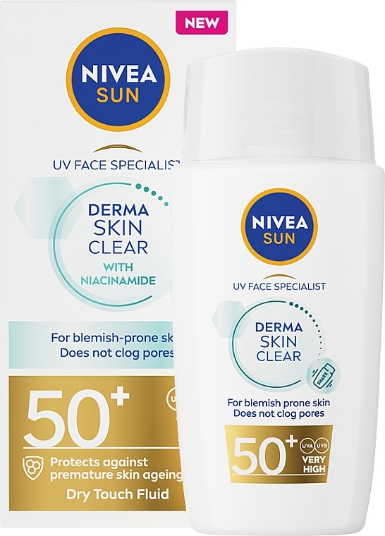 Сонцезахисний флюїд для обличчя - NIVEA Sun Derma Skin Clear SPF50+ — фото N1