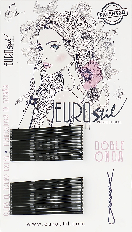 Невидимки для волос 50 мм, 24шт., 04934/50, черные - Eurostil — фото N1