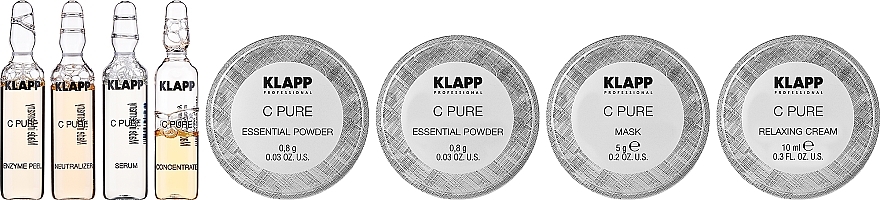 Набір - Klapp C Pure Face Infusion Treatment (peel/5ml + powder/0.8g + neutr/5ml + mask/5g + serum/5ml + gel/3ml + cr/10ml) — фото N2