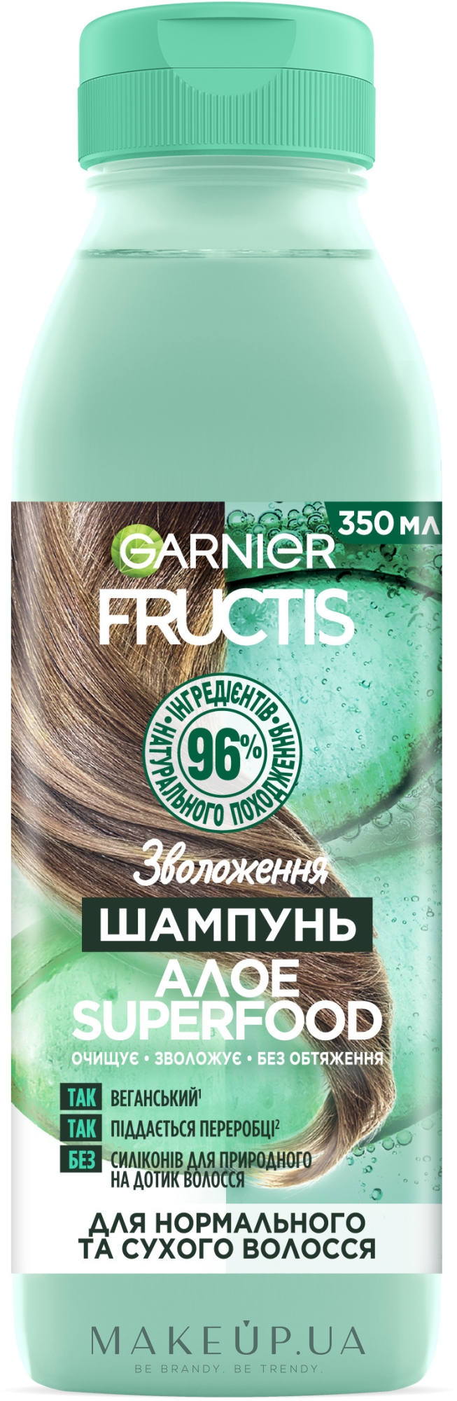 Шампунь "Алое", зволоження для нормального і сухого волосся - Garnier Fructis Superfood — фото 350ml
