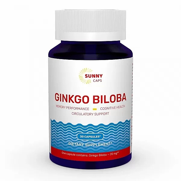 Дієтична добавка "Гінкго білоба", 20 мг - Sunny Caps Ginkgo Biloba — фото N1