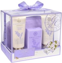 Парфумерія, косметика Набір - Grace Cole Lavender Bathing Revival (sh/gel/100ml + b/lot/100ml + bath/cryst/80g + bag)