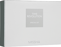 Духи, Парфюмерия, косметика УЦЕНКА Набор - Missha Sample Time Revolution Special Miniature Kit (f/serum/10ml + f/cr/7ml + f/essence/30ml + cotton/pads) *