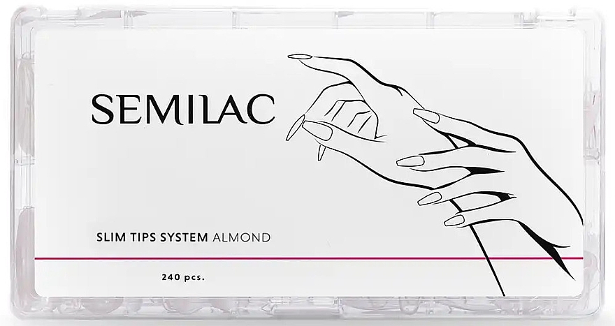 Тіпси для нарощування нігтів - Semilac Slim Tips System Almond — фото N1