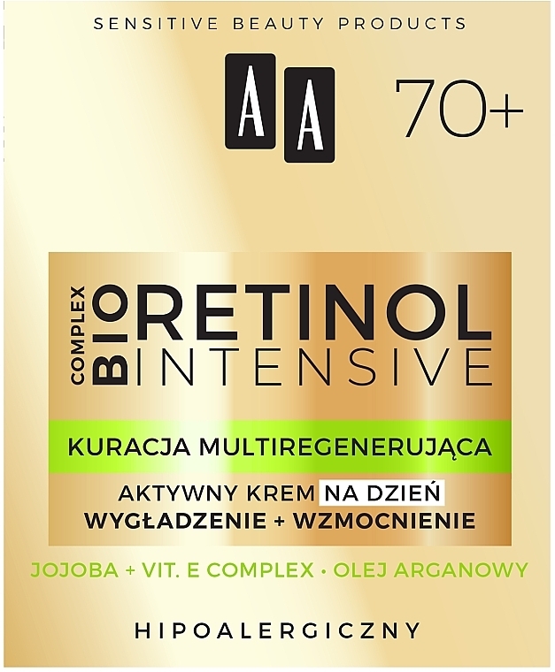 Активний денний крем для обличчя "Зміцнювальний" - AA Cosmetics Retinol Intensive 70+ Cream