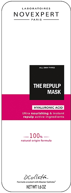 Маска для лица с гиалуроновой кислотой - Novexpert Hyaluronic Acid The Repulp Mask — фото N2