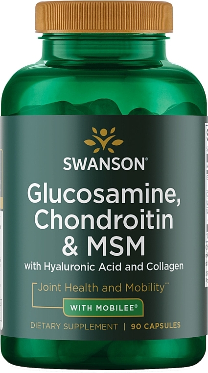 Глюкозамін, хондроїтин МСМ з гіалуроновою кислотою та колагеном - Swanson Glucosamine Chondroitin MSM with Mobilee — фото N1