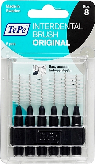 Набір міжзубних йоржиків "Original", 1.5 мм, чорні - TePe Interdental Brush Original Size 8 — фото N1