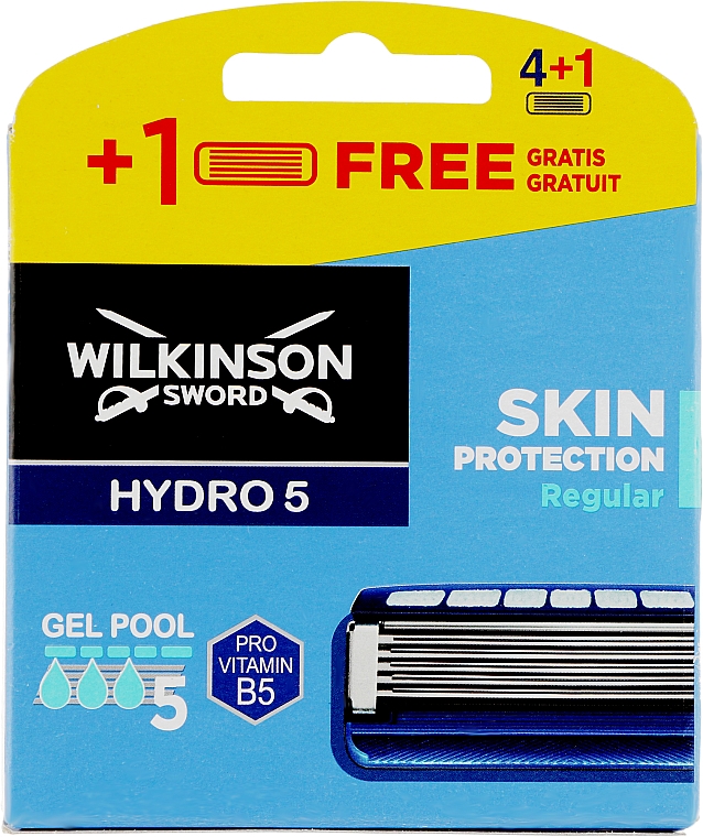 Набор сменных лезвий, 5шт - Wilkinson Sword Hydro 5 Skin Protection Regular Pro Vitamin B5  — фото N1