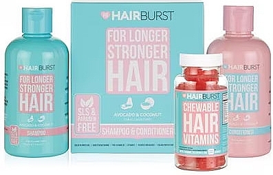 Набір для росту волосся - Hairburst The Chewable Hair Growth Bundle (shm/350ml + cond/350ml + vitamins/60pcs) — фото N1