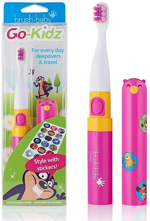Електрична зубна щітка - Brush-Baby Go-Kidz Pink Electric Toothbrush — фото N1