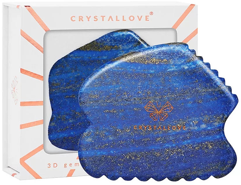 Масажер гуаша для обличчя з лазуриту, синій - Crystallove Lapis Lazuli Contour Gua Sha — фото N2