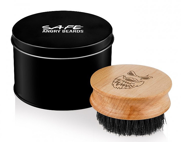 Дерев'яна щітка для бороди, кругла - Angry Beards Safe Brush — фото N1