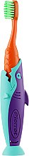 Набор детский "Акула", оранжевый + фиолетовый + бирюзовый + чехол зеленый - Pierrot Kids Sharky Dental Kit (tbrsh/1шт. + tgel/25ml + press/1шт.) — фото N3