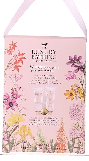 Набор - Grace Cole The Luxury Bathing Company Wildflowers (b/cr/100ml + b/wash/100ml + b/polisher/1pc + bath fizzer/25g) — фото N1