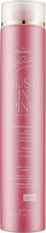 Рожевий шампунь для надання відтінку - Medavita Blondie Just In Pink Glamour Shampoo — фото N1